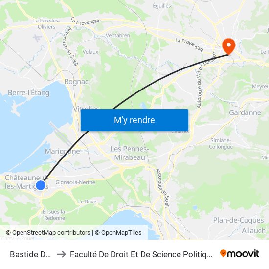 Bastide De Brun to Faculté De Droit Et De Science Politique - Site Schuman map