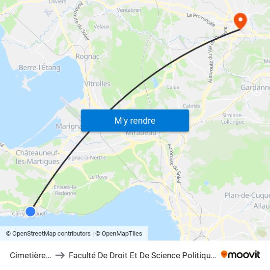 Cimetière Carry to Faculté De Droit Et De Science Politique - Site Schuman map