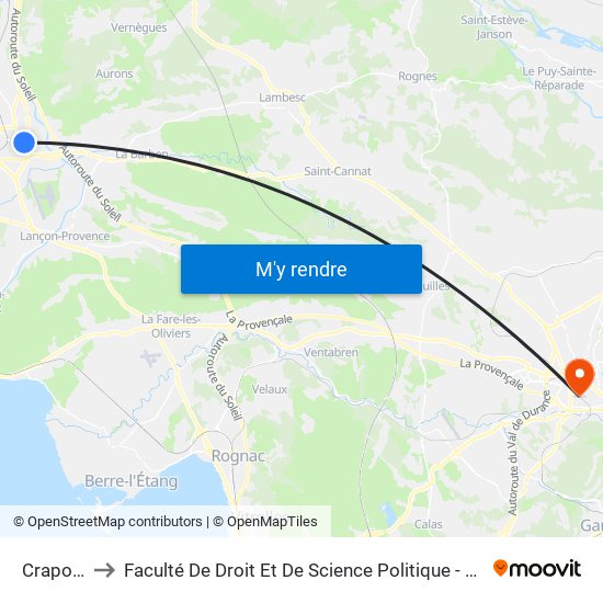 Craponne to Faculté De Droit Et De Science Politique - Site Schuman map
