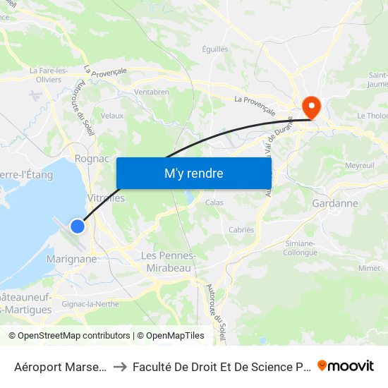 Aéroport Marseille-Provence to Faculté De Droit Et De Science Politique - Site Schuman map