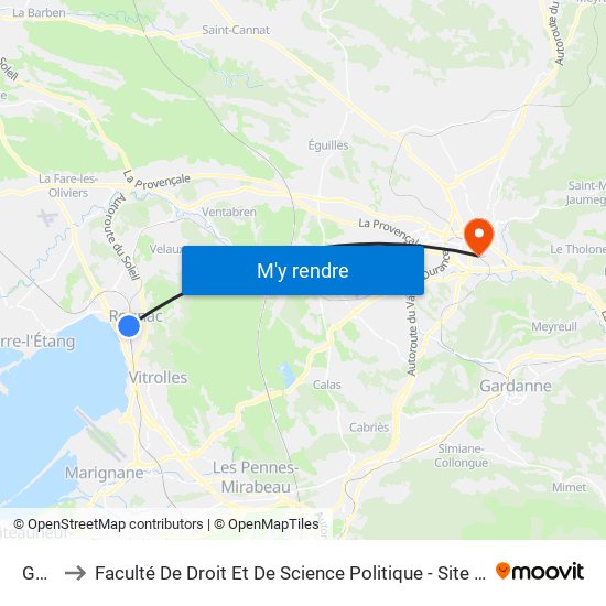 Gare to Faculté De Droit Et De Science Politique - Site Schuman map