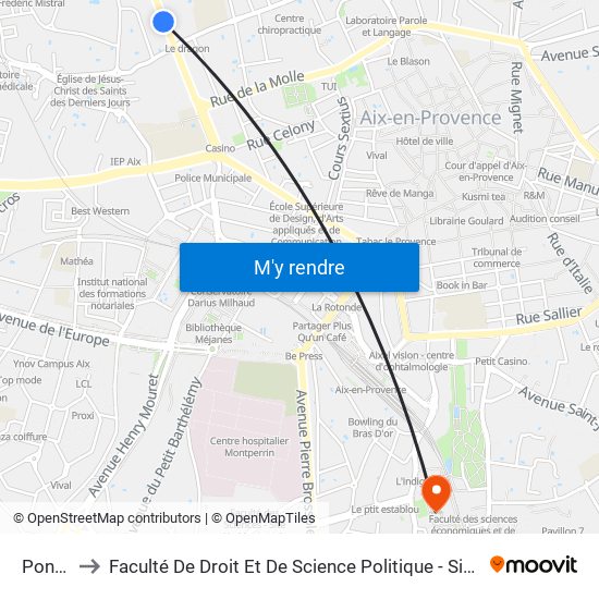 Pontier to Faculté De Droit Et De Science Politique - Site Schuman map