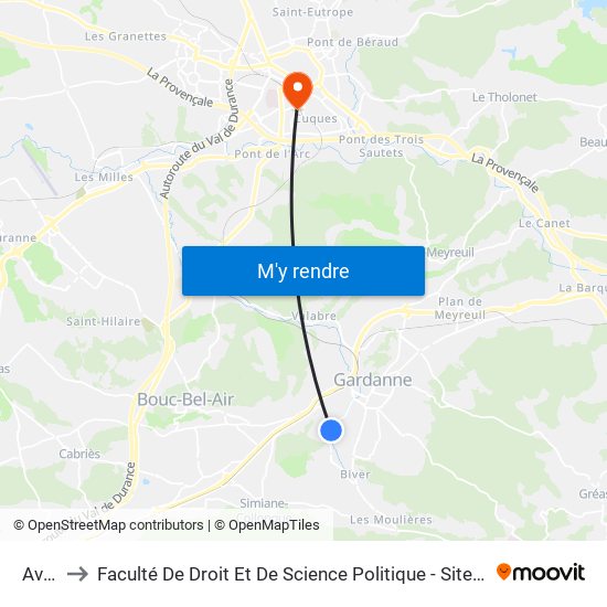 Avon to Faculté De Droit Et De Science Politique - Site Schuman map