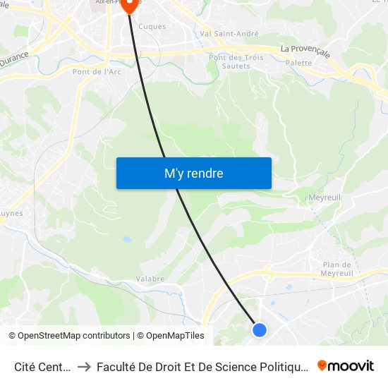 Cité Centrale 2 to Faculté De Droit Et De Science Politique - Site Schuman map