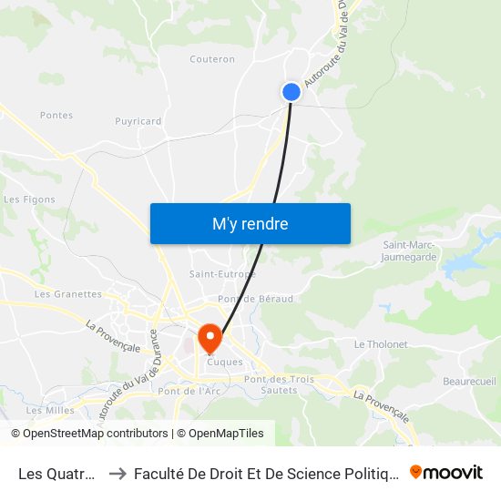 Les Quatre Tours to Faculté De Droit Et De Science Politique - Site Schuman map