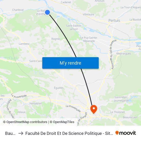 Baume to Faculté De Droit Et De Science Politique - Site Schuman map