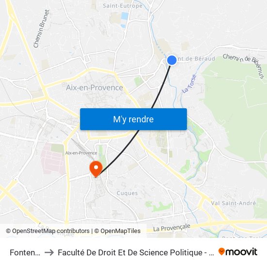 Fontenaille to Faculté De Droit Et De Science Politique - Site Schuman map