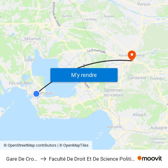 Gare De Croix Sainte to Faculté De Droit Et De Science Politique - Site Schuman map