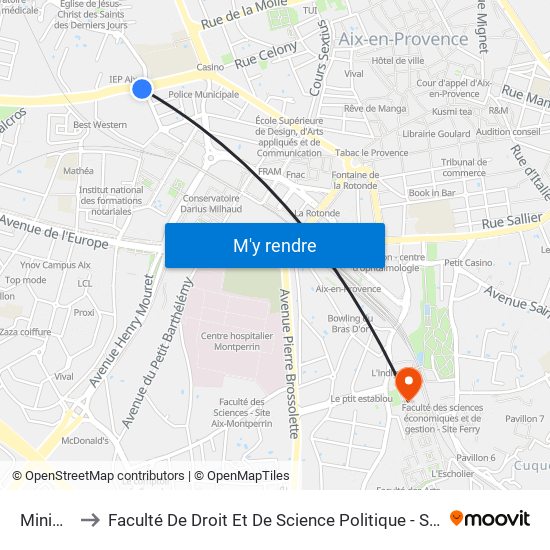 Minimes to Faculté De Droit Et De Science Politique - Site Schuman map