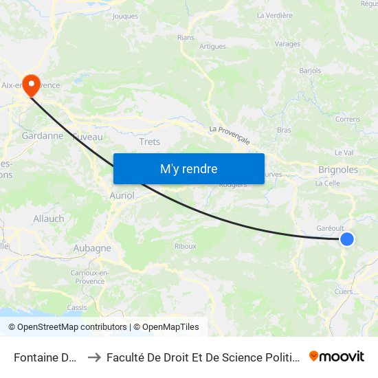 Fontaine De Ricaud to Faculté De Droit Et De Science Politique - Site Schuman map