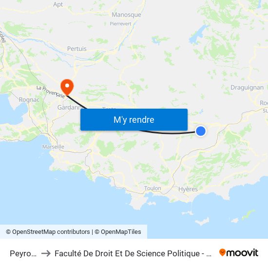 Peyrouas to Faculté De Droit Et De Science Politique - Site Schuman map