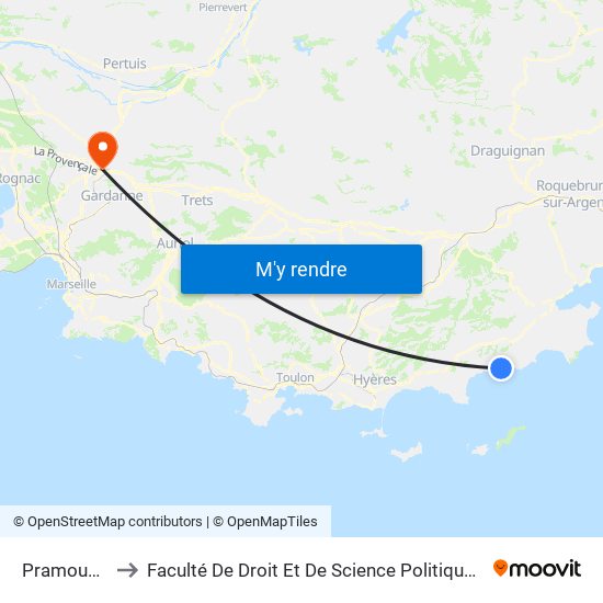 Pramousquier to Faculté De Droit Et De Science Politique - Site Schuman map