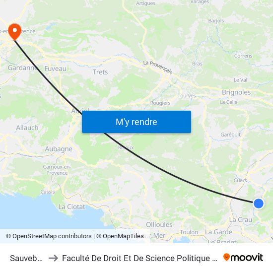 Sauvebonne to Faculté De Droit Et De Science Politique - Site Schuman map