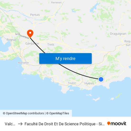 Valcros to Faculté De Droit Et De Science Politique - Site Schuman map