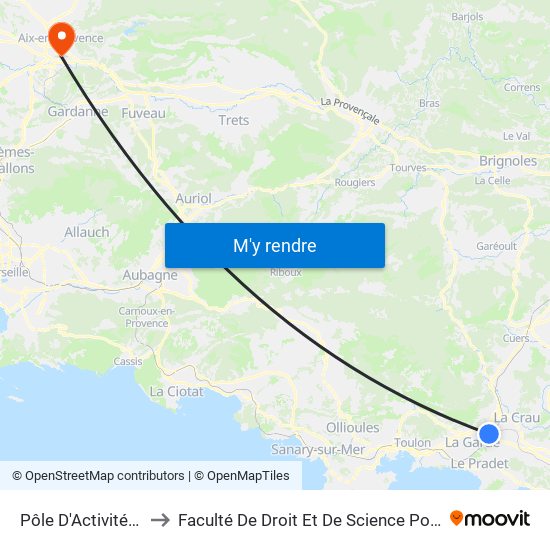 Pôle D'Activité Toulon Est to Faculté De Droit Et De Science Politique - Site Schuman map