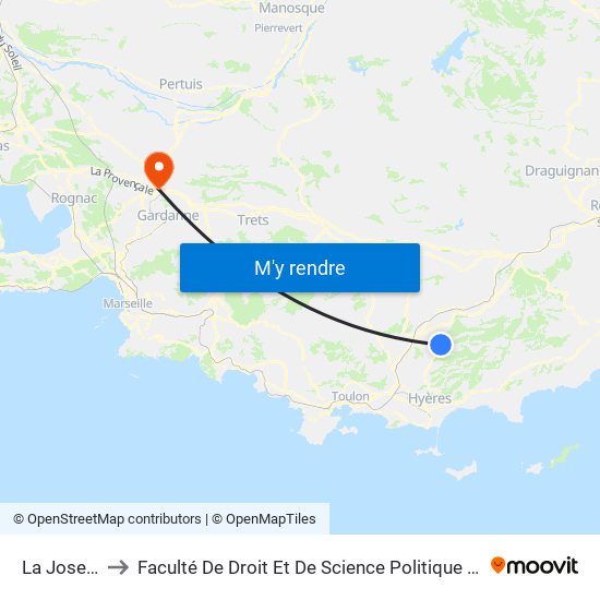 La Joselette to Faculté De Droit Et De Science Politique - Site Schuman map
