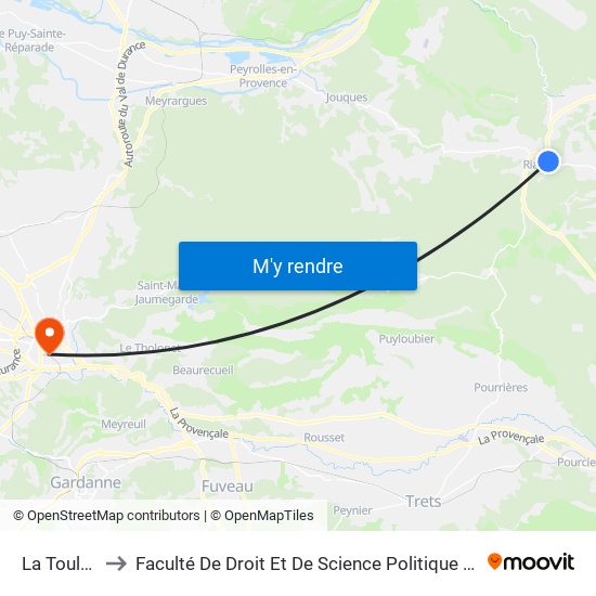 La Toulonne to Faculté De Droit Et De Science Politique - Site Schuman map