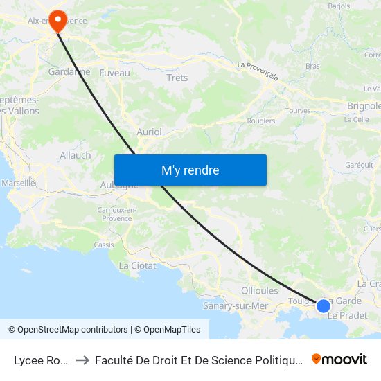 Lycee Rouviere to Faculté De Droit Et De Science Politique - Site Schuman map