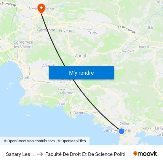 Sanary Les Prats S to Faculté De Droit Et De Science Politique - Site Schuman map