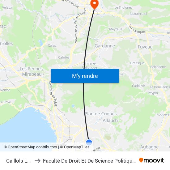 Caillols Le Clos to Faculté De Droit Et De Science Politique - Site Schuman map