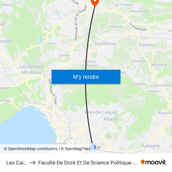 Les Caillols to Faculté De Droit Et De Science Politique - Site Schuman map