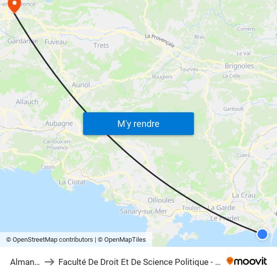 Almanarre to Faculté De Droit Et De Science Politique - Site Schuman map