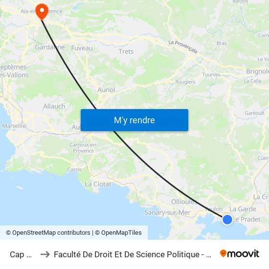 Cap Brun to Faculté De Droit Et De Science Politique - Site Schuman map