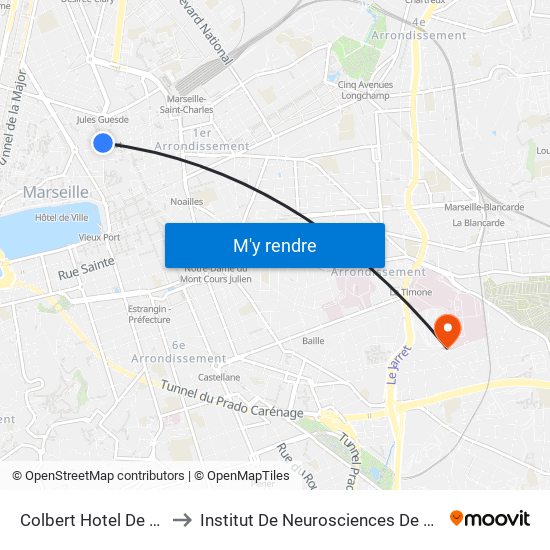 Colbert Hotel De Region to Institut De Neurosciences De La Timone map