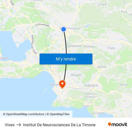 Vives to Institut De Neurosciences De La Timone map