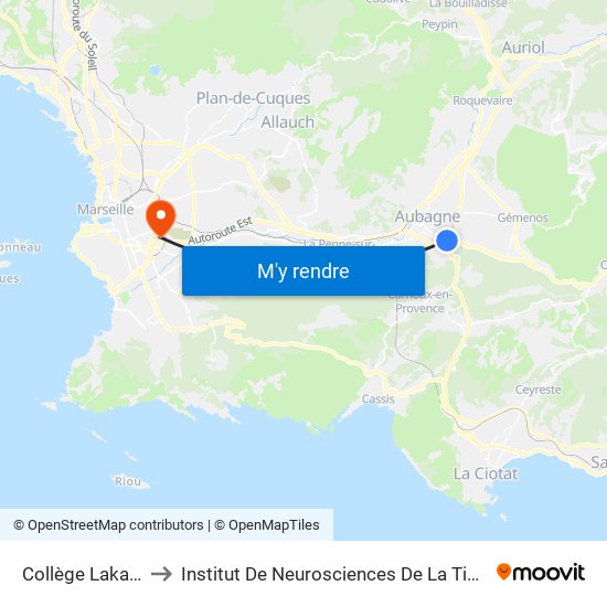 Collège Lakanal to Institut De Neurosciences De La Timone map