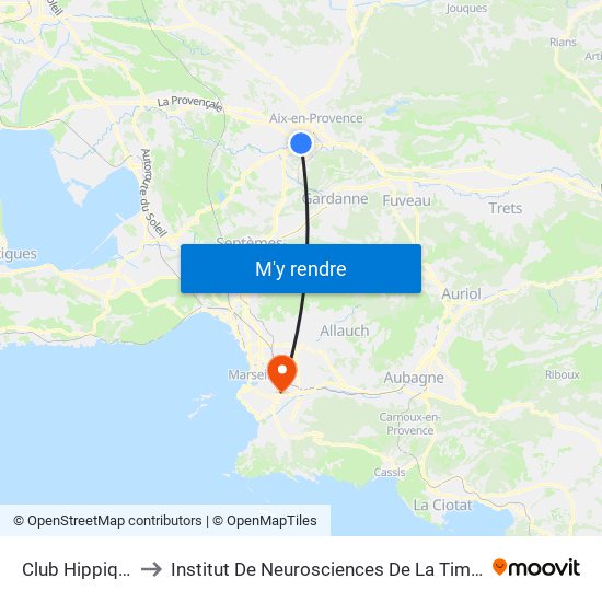Club Hippique to Institut De Neurosciences De La Timone map