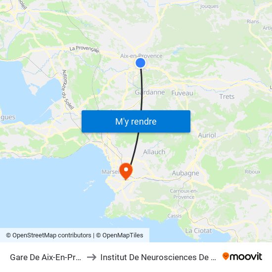Gare De Aix-En-Provence to Institut De Neurosciences De La Timone map