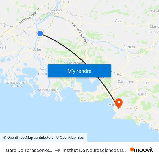 Gare De Tarascon-Sur-Rhône to Institut De Neurosciences De La Timone map