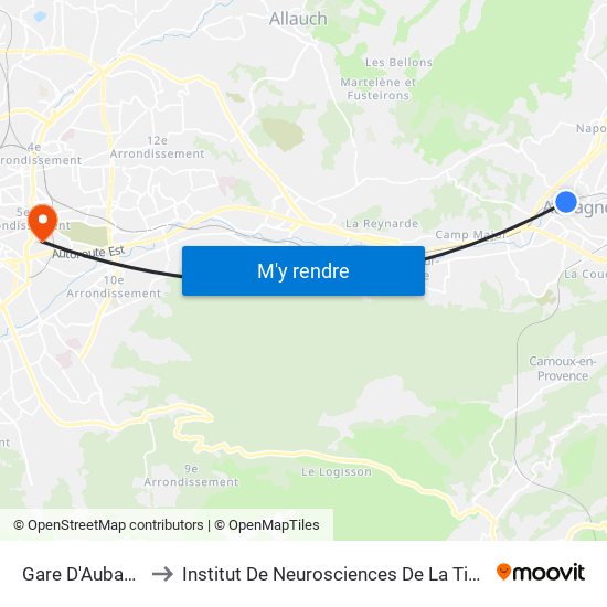 Gare D'Aubagne to Institut De Neurosciences De La Timone map