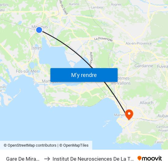 Gare De Miramas to Institut De Neurosciences De La Timone map