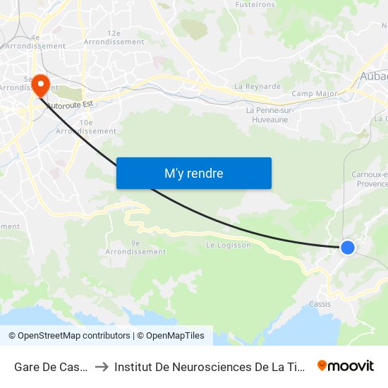 Gare De Cassis to Institut De Neurosciences De La Timone map