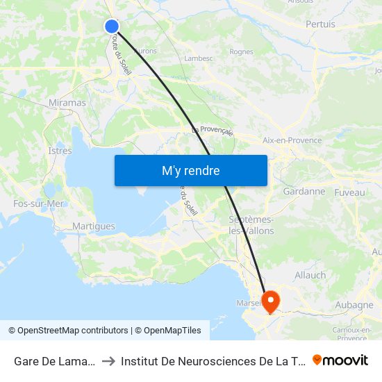 Gare De Lamanon to Institut De Neurosciences De La Timone map