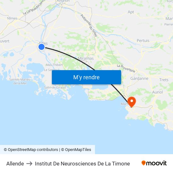 Allende to Institut De Neurosciences De La Timone map