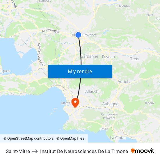 Saint-Mitre to Institut De Neurosciences De La Timone map