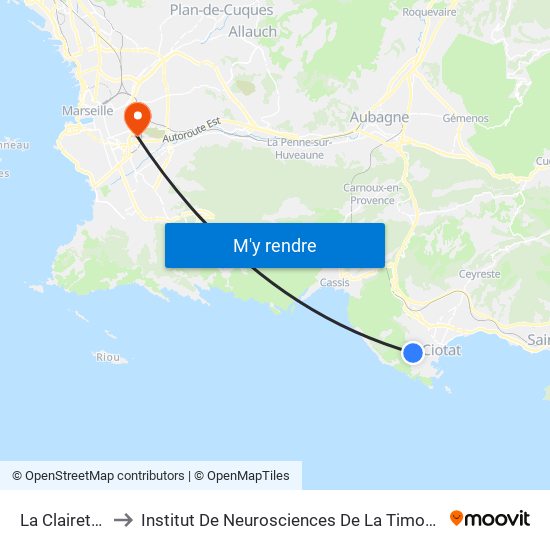 La Clairette to Institut De Neurosciences De La Timone map