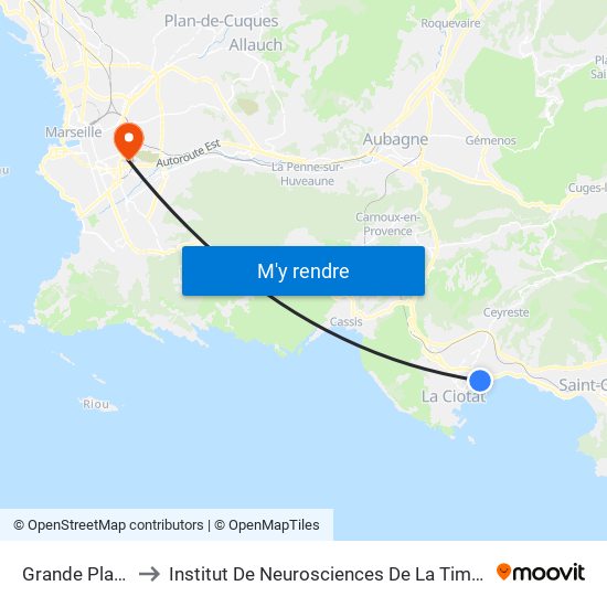 Grande Plage to Institut De Neurosciences De La Timone map
