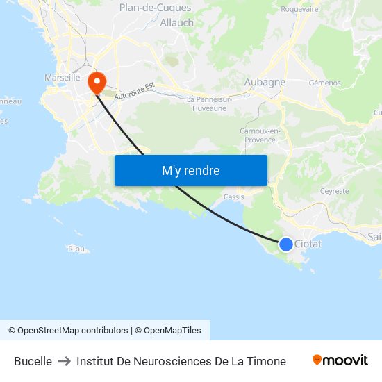 Bucelle to Institut De Neurosciences De La Timone map