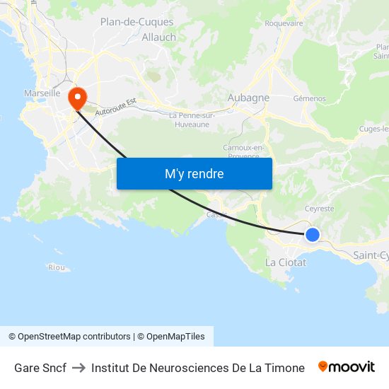 Gare Sncf to Institut De Neurosciences De La Timone map
