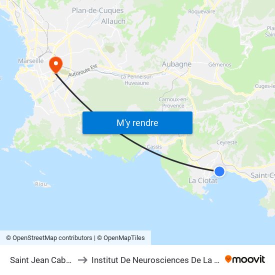Saint Jean Cabanon to Institut De Neurosciences De La Timone map
