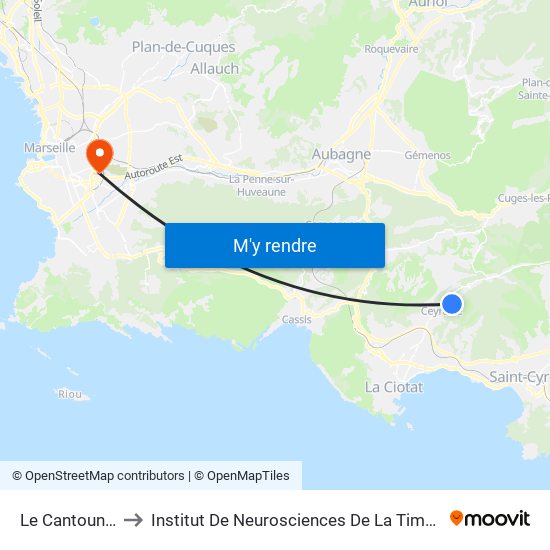 Le Cantounet to Institut De Neurosciences De La Timone map