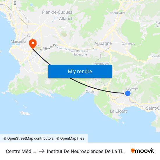 Centre Médical to Institut De Neurosciences De La Timone map