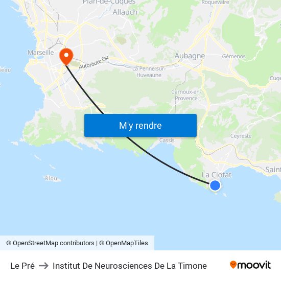 Le Pré to Institut De Neurosciences De La Timone map