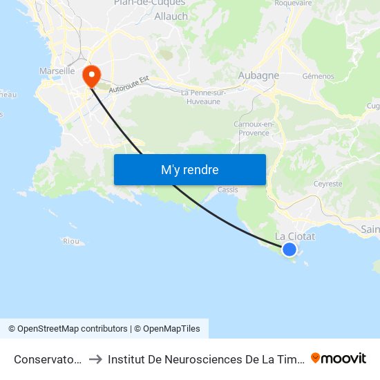 Conservatoire to Institut De Neurosciences De La Timone map