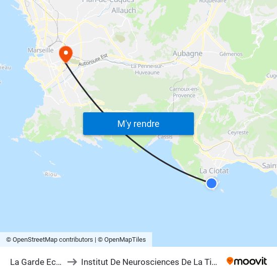 La Garde Ecole to Institut De Neurosciences De La Timone map