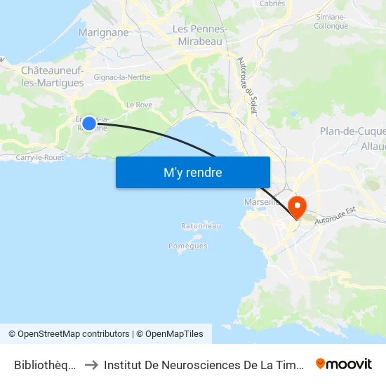Bibliothèque to Institut De Neurosciences De La Timone map